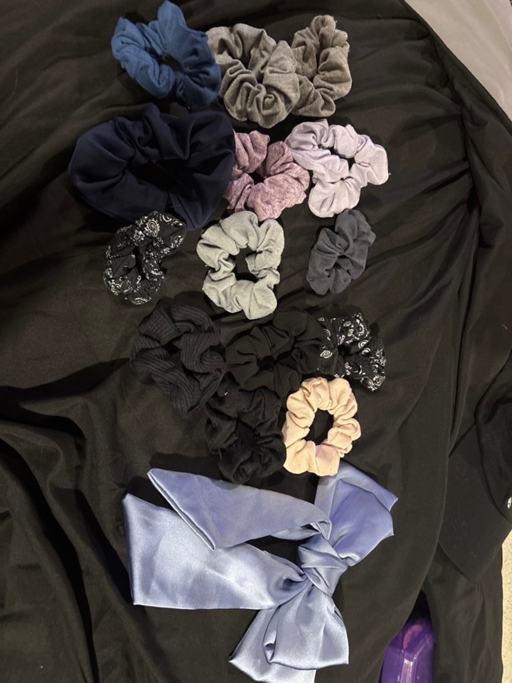 Assorted Women's Scrunchie Pack - Blue, Black, Gray, Pink